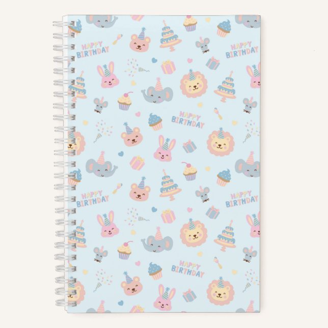 Cuaderno Animales de Cumpleaños Feliz Azul (Anverso)
