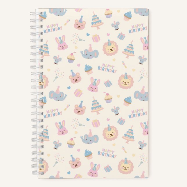 Cuaderno Animales de cumpleaños marfil (Anverso)