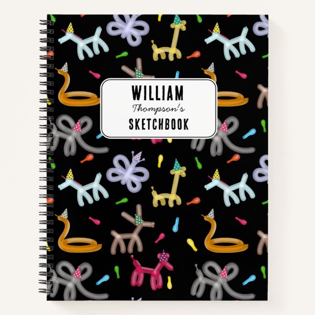 Cuaderno Animales de Globo Tema de Fiesta para Niños (Anverso)