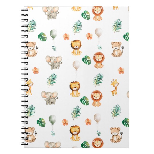 Cuaderno Animales de la jungla boho lindos (Frente)