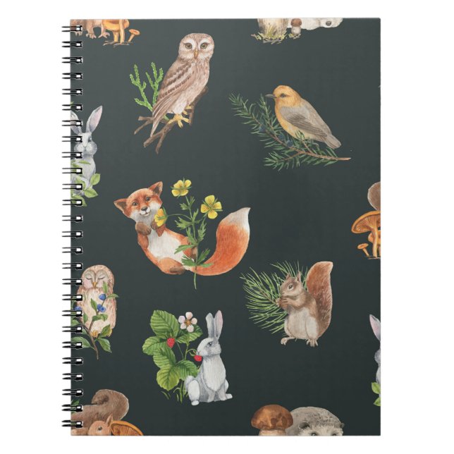 Cuaderno Animales de la Selva Acuarela: Cute Seamless (Frente)