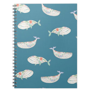 Cuaderno animales de mar de ballena folclórica de skandinav