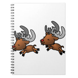 Cuaderno Animales de renos caribúes salvajes felices saltos