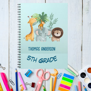 Cuaderno Animales de Safari Nombre Personalizado para Niños