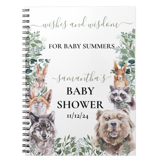 Cuaderno Animales del bosque de Woodland de Baby Shower des (Frente)