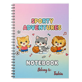 Cuaderno Animales Deportivos Lindos Arcoíris Pastel Niños