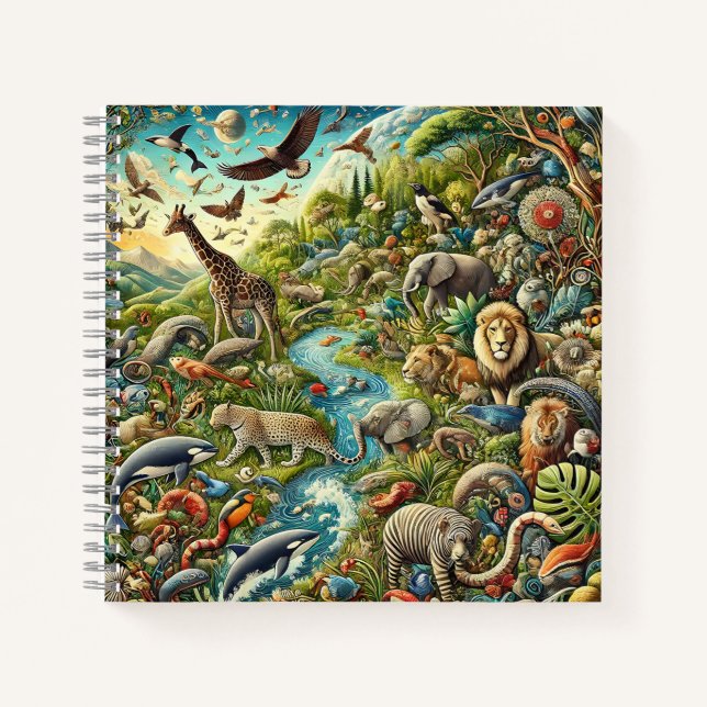 Cuaderno Animales Diversos & Diseño de Ecosistema Exuberant (Anverso)