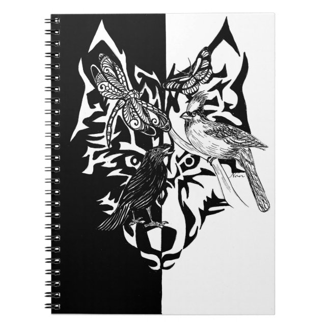 Cuaderno Animales espirituales en blanco y negro (Frente)
