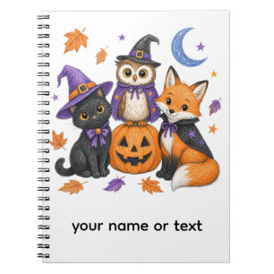 Cuaderno Animales lindos de Halloween - Bruja Gato Negro Bú