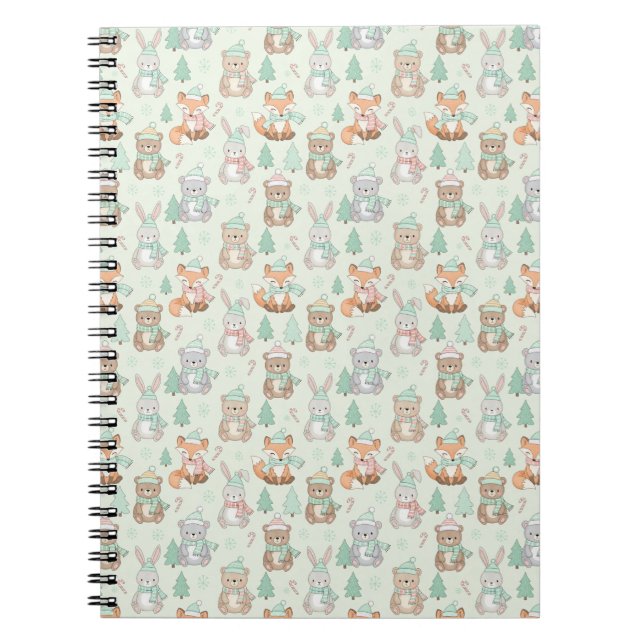 Cuaderno Animales lindos de Navidad patrón continuo (Frente)