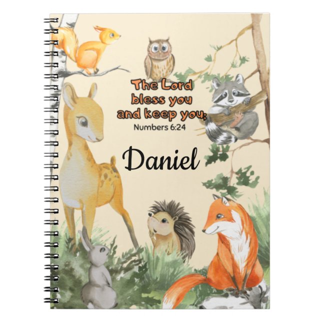 Cuaderno Animales Lindos del Bosque Escuela Niños Bendición (Frente)