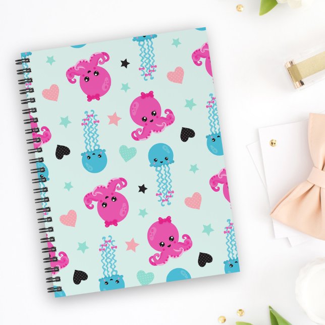 Cuaderno Animales marinos, vida marina, pulpo, medusas, cor (Subido por el creador)