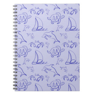 Cuaderno Animales marinos y patrón de dibujo de una línea