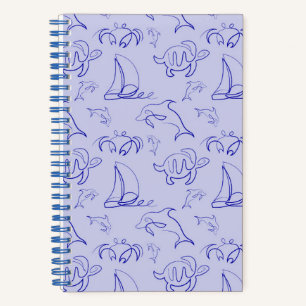 Cuaderno Animales marinos y patrón de dibujo de una línea