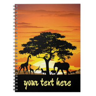 Cuaderno Animales salvajes al atardecer en la sabana africa