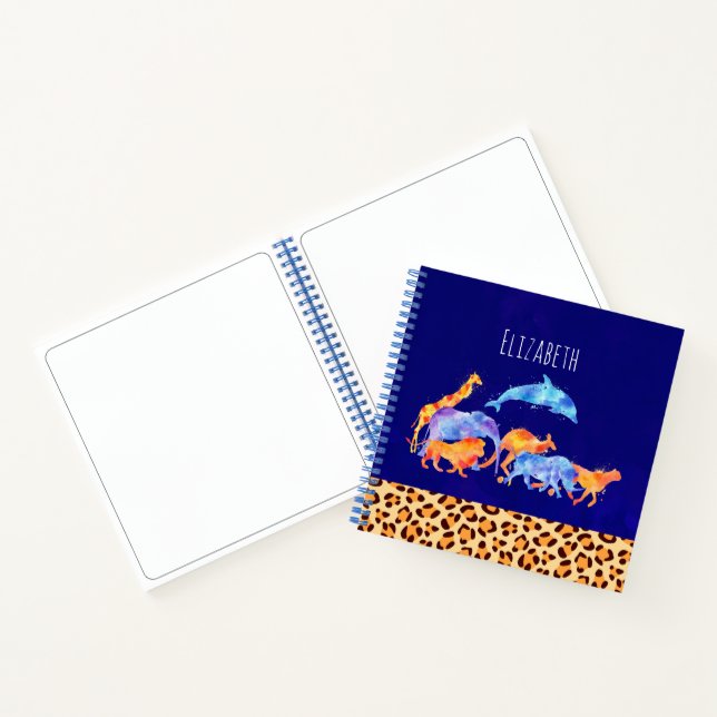 Cuaderno Animales salvajes con borde de impresión de leopar (Interior)