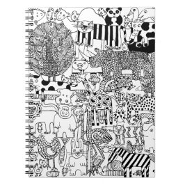 Cuaderno Animales salvajes dibujan arte blanco y negro