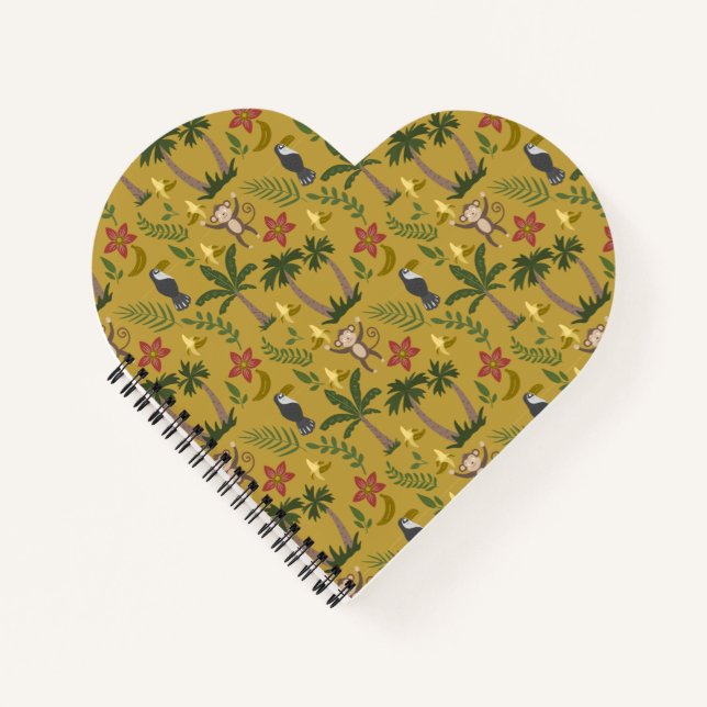 Cuaderno Animales tropicales mono de patrón sin soldadura,  (Anverso)