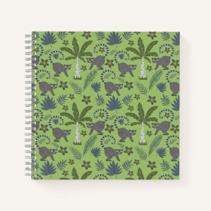 Cuaderno Animales tropicales sin soldadura patrón verde y g