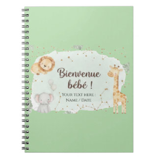 Cuaderno Animaux de la Savane Aquarelle - Bienvenue Bébé