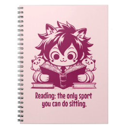 Cuaderno Anime Catboy leyendo un libro y curiosa cita de li
