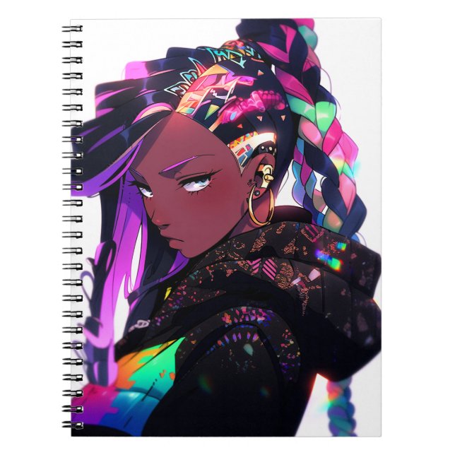 Cuaderno Anime Chica arte afroamericano (Frente)