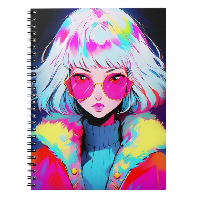 Cuaderno Anime Chica Arte Colorido Moderno (Frente)