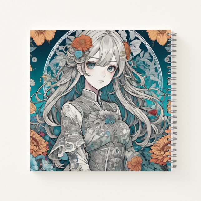 Cuaderno Anime chica floral (Reverso)