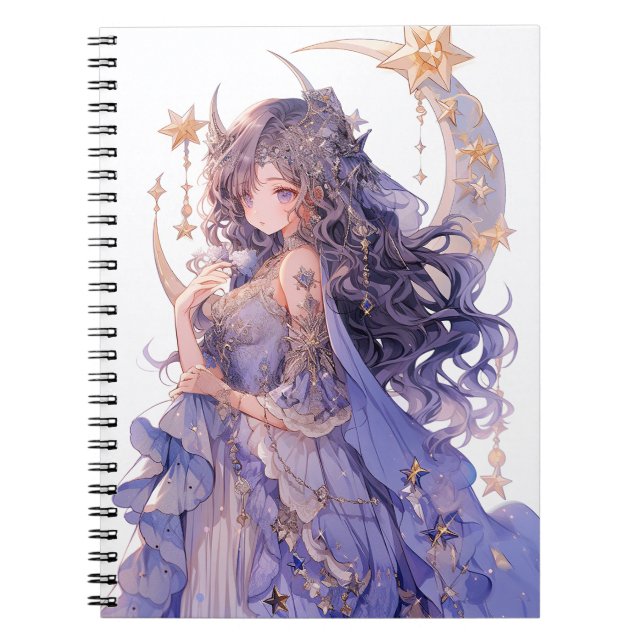 Cuaderno Anime Chica Purple Moon Princess Fantasy Art (Frente)