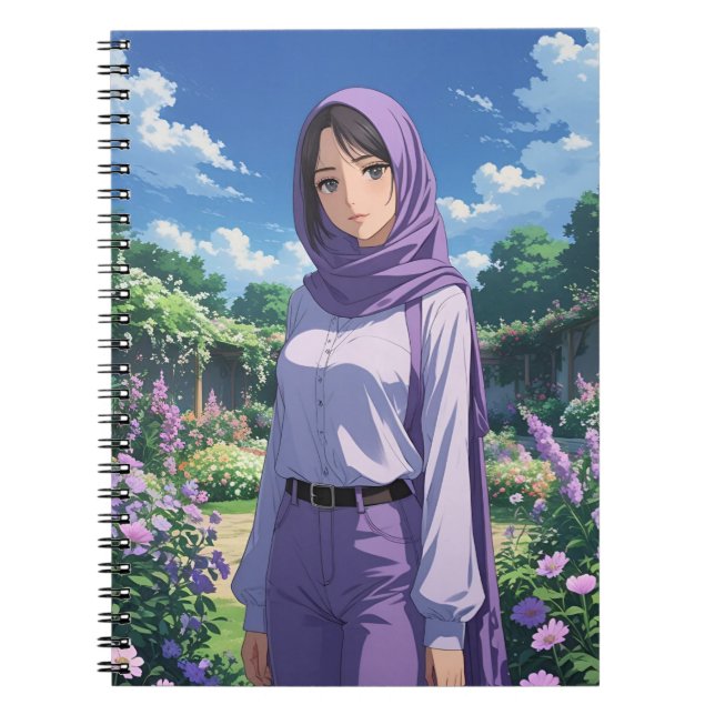 Cuaderno Anime Chica Viste Con Cubierta Púrpura (Frente)