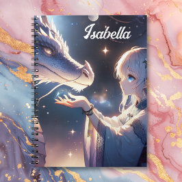 Cuaderno Anime Chica y su dragón místico personalizado