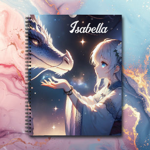 Cuaderno Anime Chica y su dragón místico personalizado