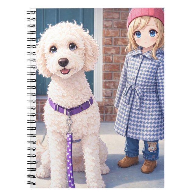 Cuaderno Anime Girl With Happy Dog Spiral Photo Notebook (Frente)