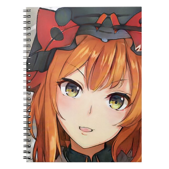 Cuaderno Anime jengibre de pelo rojo chica ojos verdes rojo (Frente)