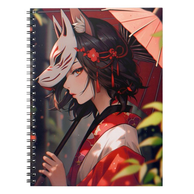 Cuaderno Anime Kitsune Chica Cute Fox Fantasy Art (Frente)