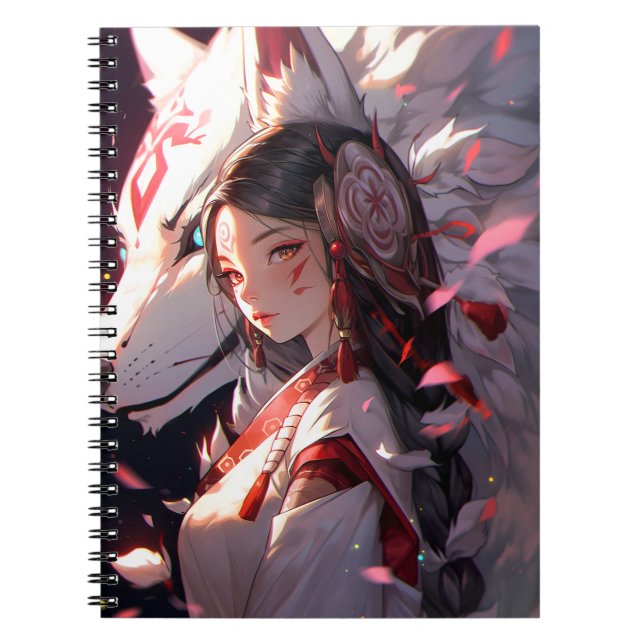 Cuaderno Anime Kitsune Chica Cute Fox Fantasy Art (Frente)