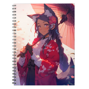 Cuaderno Anime Kitsune Chica Cute Fox Fantasy Art