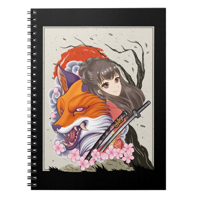 Cuaderno Anime Samurai Fox Otaku Chica japonés (Frente)