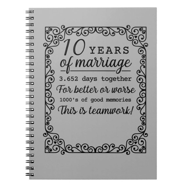 Cuaderno Aniversario Boda de 10 años (Frente)