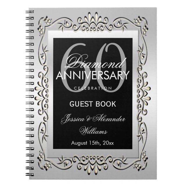 Cuaderno Aniversario de boda decorativo elegante de la (Frente)