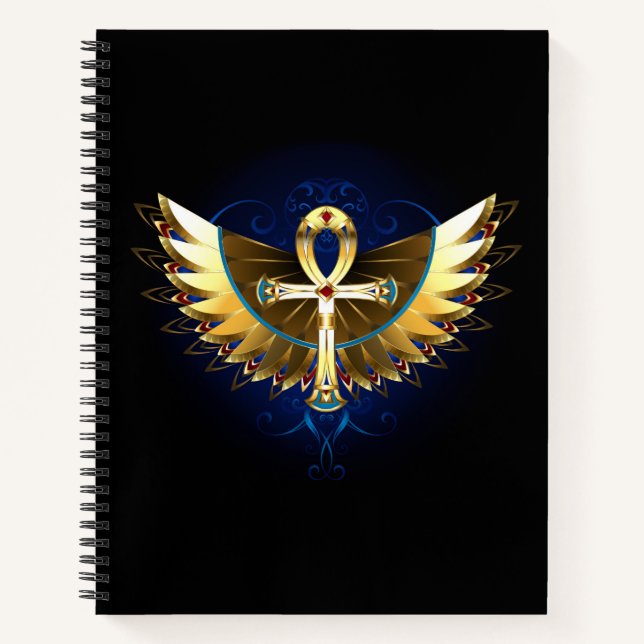 Cuaderno Ankh de oro con alas (Anverso)