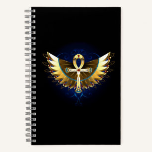 Cuaderno Ankh de oro con alas