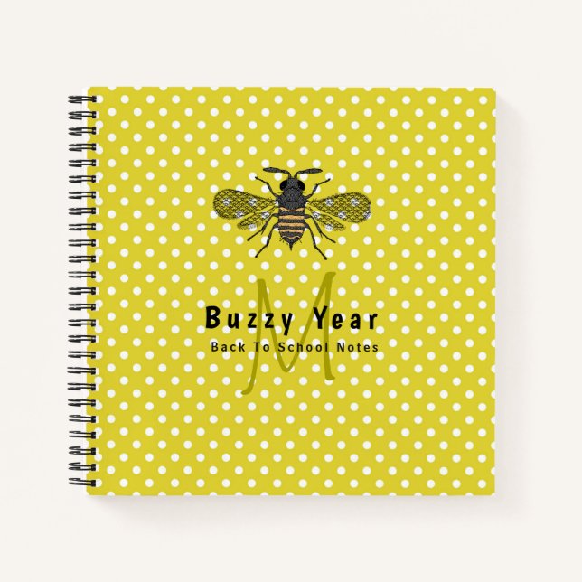Cuaderno AÑO BUZY Monograma BEE Estudiante de Polkadots Ama (Anverso)