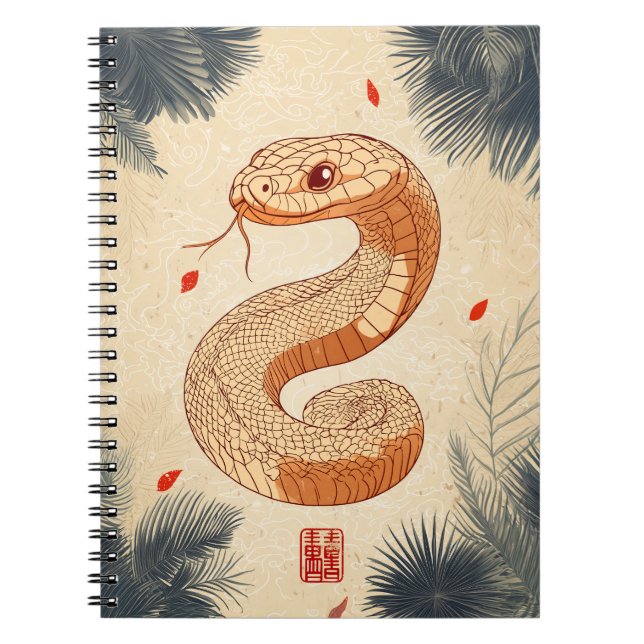 Cuaderno Año de la serpiente majestuosa Cobra doble felicid (Frente)