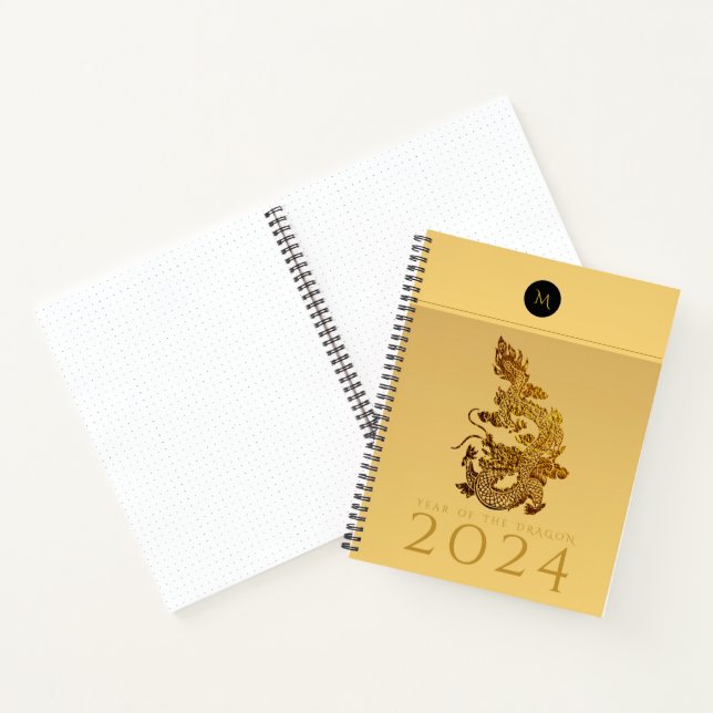 Cuaderno Año Dragón Chino 2024 Elegante Monograma LSN (Interior)