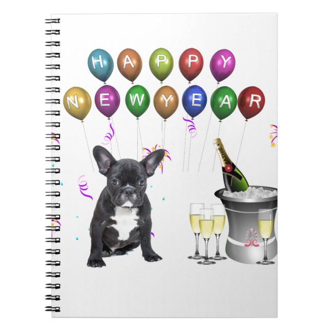 Cuaderno Año Nuevo Bulldog francés (Frente)