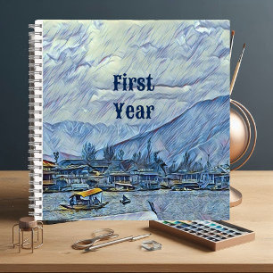 Cuaderno Año primero nevado barco de montaña de invierno