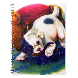 Cuaderno Años 1930 adorable cachorro número 3 masticando un