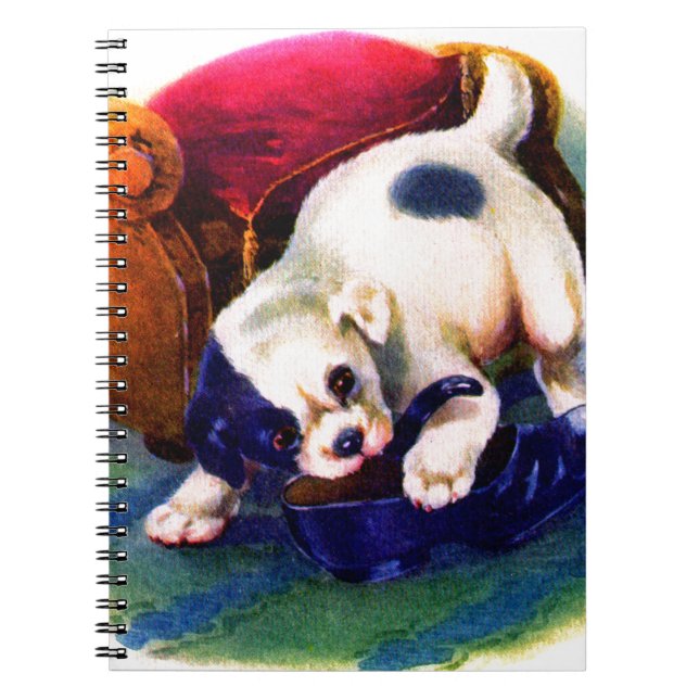 Cuaderno Años 1930 adorable cachorro número 3 masticando un (Frente)