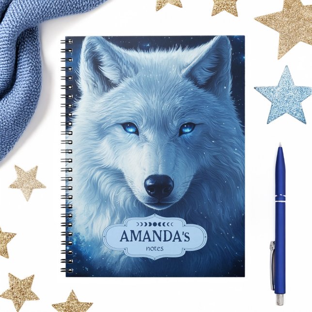 Cuaderno Ansiedad adolescente Celestial de Wolf Stars Perso (Wolf Stars Celestial Teen Anxiety Personalized Notebook)